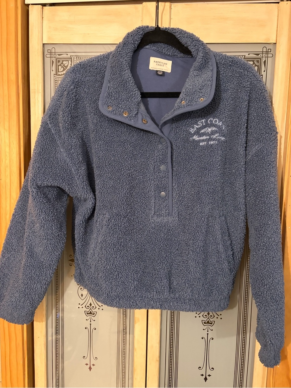 American Eagle Blue Sherpa-Lined Pullover